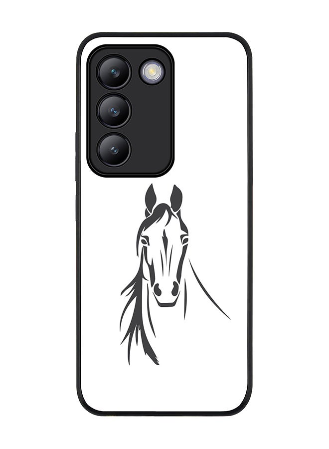 Stylizedd Rugged Black edge case for Vivo V30 Lite 5G, Slim fit Soft Case Flexible Rubber Edges Anti Drop TPU Gel Thin Cover -  Arabian Stallion - Image 1