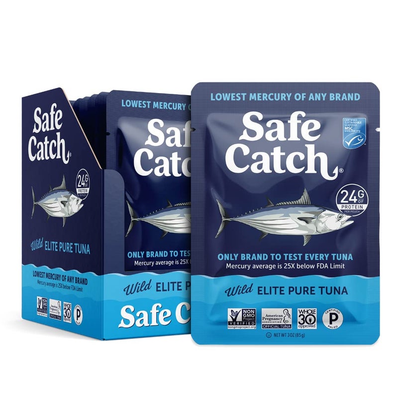 Safe Catch Elite Tuna WildCaught Lowest Mercury Tuna Fish Pouch GlutenFree Keto Food NonGMO Kosher PaleoFriendly High Protein Snack No Water Oil Tuna Pack of 12 Tuna Pouches 3oz - Image 3