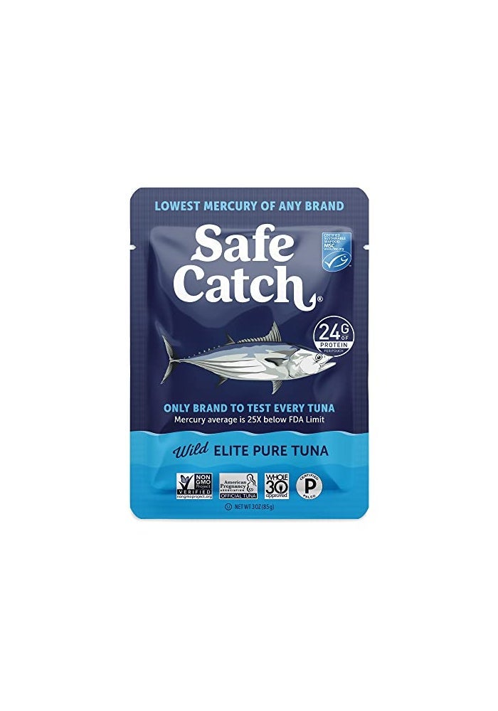 Safe Catch Elite Tuna WildCaught Lowest Mercury Tuna Fish Pouch GlutenFree Keto Food NonGMO Kosher PaleoFriendly High Protein Snack No Water Oil Tuna Pack of 12 Tuna Pouches 3oz - Image 5
