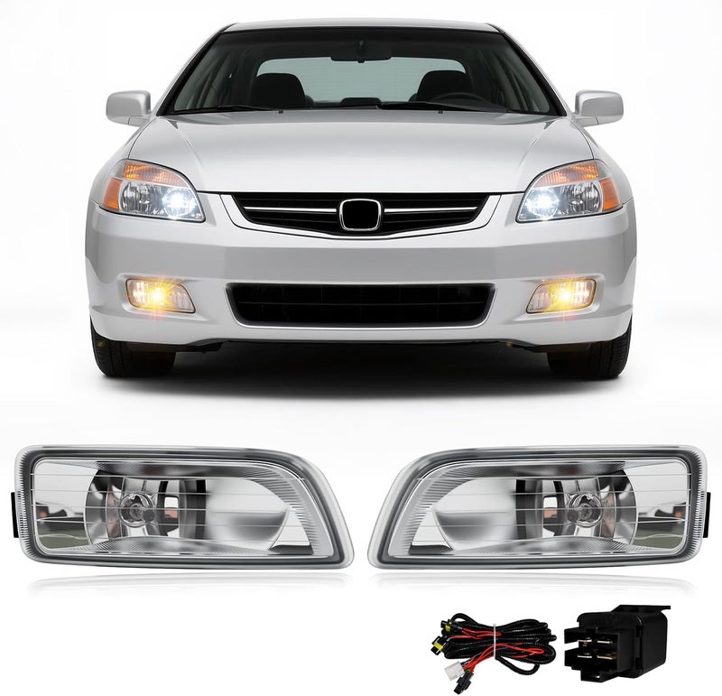 Boxlight Fog Lights Assembly for 2003-2007 Honda Accord 4 Door Sedan - Halogen Bulbs & Wiring Kit - Image 1