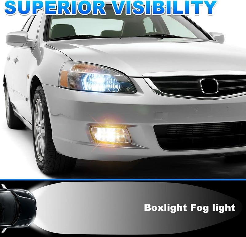 Boxlight Fog Lights Assembly for 2003-2007 Honda Accord 4 Door Sedan - Halogen Bulbs & Wiring Kit - Image 2