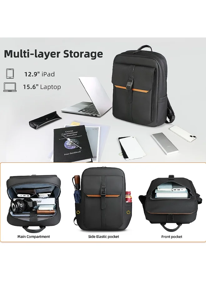 موبكوس حقيبة ظهر موبكوس سوداء 8201 مقاومة للماء، حقيبة ظهر للكمبيوتر المحمول مزودة بمنفذ شحن USB - حقيبة ظهر للسفر والأعمال من قماش أكسفورد المضاد للسرقة للرجال والنساء، حقيبة عمل أنيقة للاستخدام اليومي