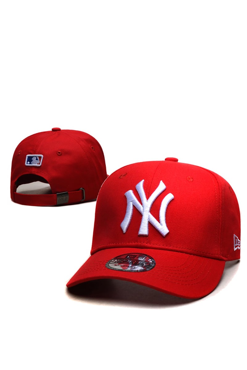 NEW ERA قبعة بيسبول حمراء من MLB، شعار نيويورك يانكيز NY مطرزة، قبعة منحنية الحافة، قبعة رياضية عصرية قابلة للتعديل
