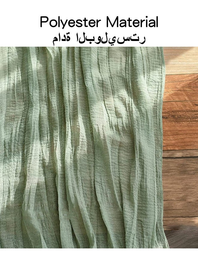 شبيلي مفرش طاولة من البوليستر مقاس 90*300 سم، مفرش طاولة زفاف أخضر، مفرش طاولة من الشاش البوهيمي، ديكور طاولة شفاف ريفي لحفلات الزفاف الرومانسية، حفلات استقبال المولود، حفلات أعياد الميلاد - Image 5