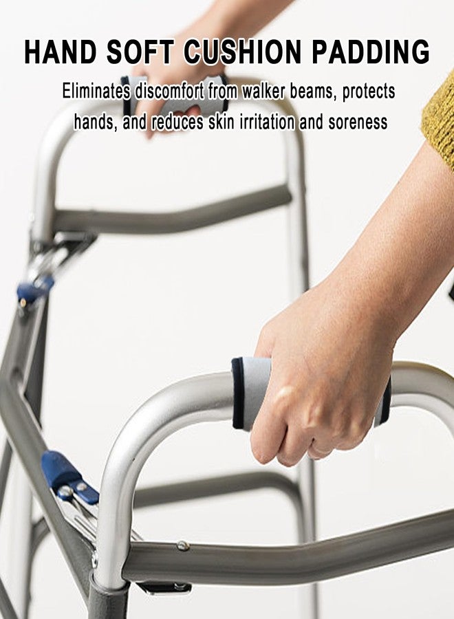 Bcautay 2 Pcs Walker Handle Cushions Walker Grip Covers Pads Walker Padded Hand Grip Covers for Rolling Wheelchair Walker Elderly Grippers Rollator Handle (Grey) - Image 5