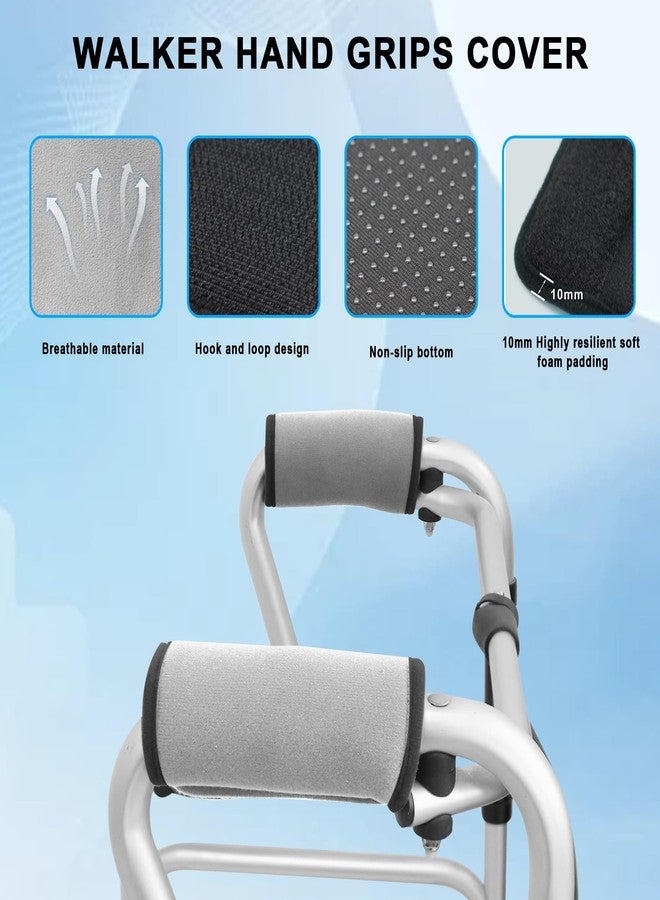 Bcautay 2 Pcs Walker Handle Cushions Walker Grip Covers Pads Walker Padded Hand Grip Covers for Rolling Wheelchair Walker Elderly Grippers Rollator Handle (Grey) - Image 3