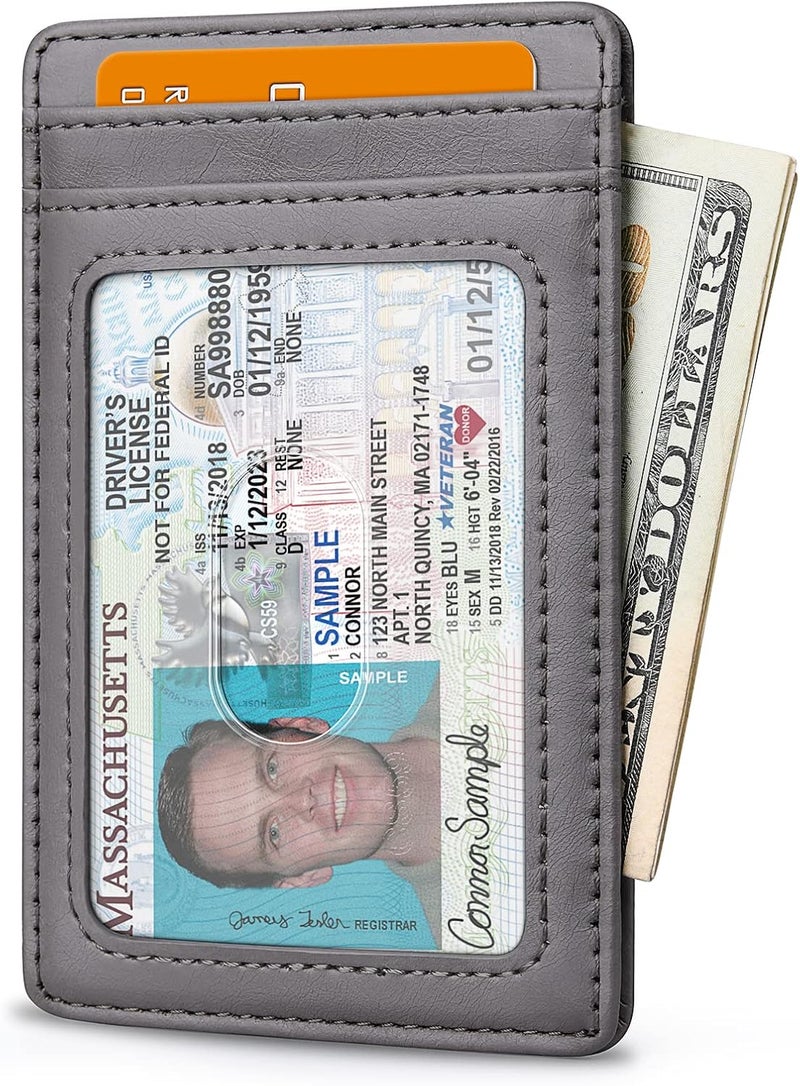Buffway Mens Slim Wallet, Minimalist Thin Front Pocket Leather Credit Card Holder with RFID Blocking for Work Travel - Image 2