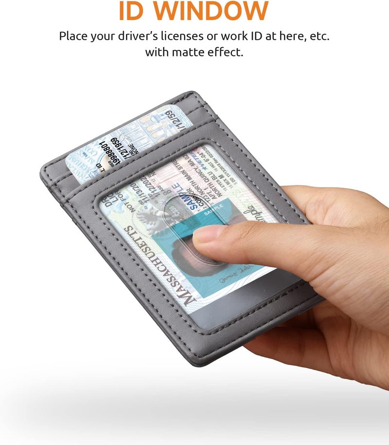 Buffway Mens Slim Wallet, Minimalist Thin Front Pocket Leather Credit Card Holder with RFID Blocking for Work Travel - Image 4