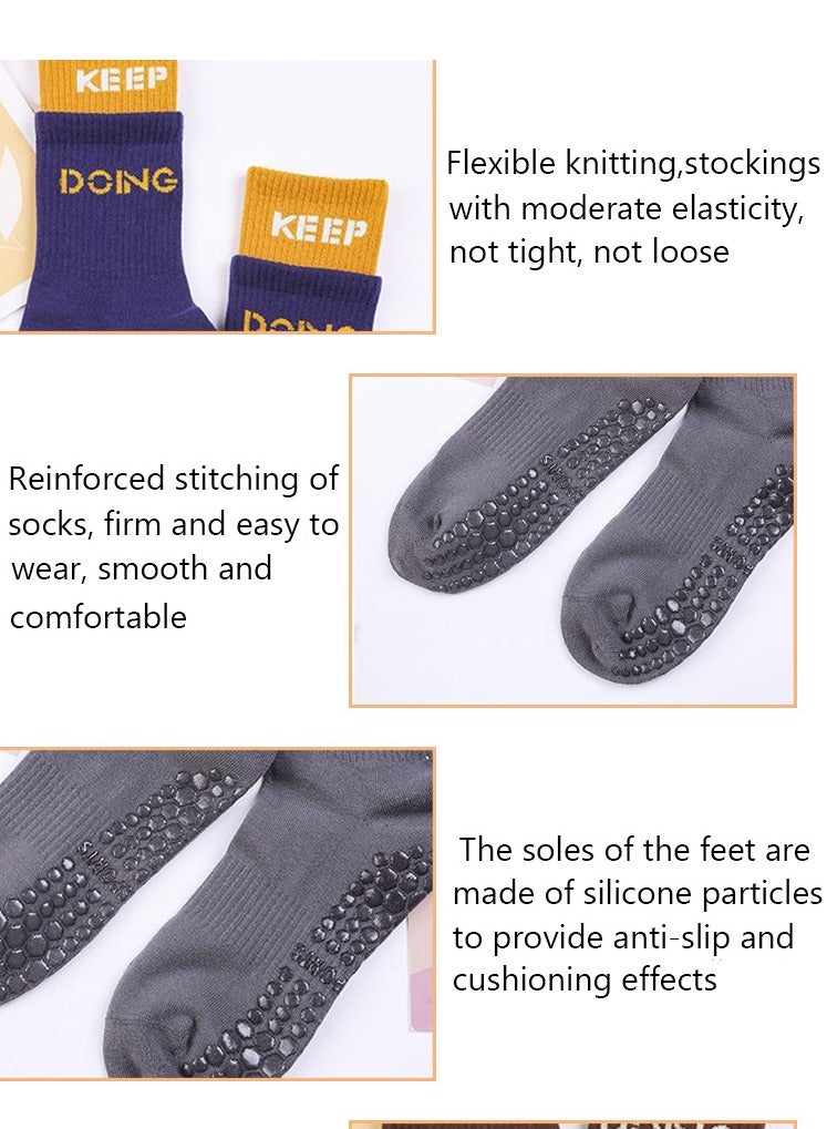 6 أزواج من الجوارب المضادة للانزلاق لليوجا للنساء، جوارب غير قابلة للانزلاق لليوجا، البيلاتيس، الباليه، الرقص، التمارين الرياضية - Image 5