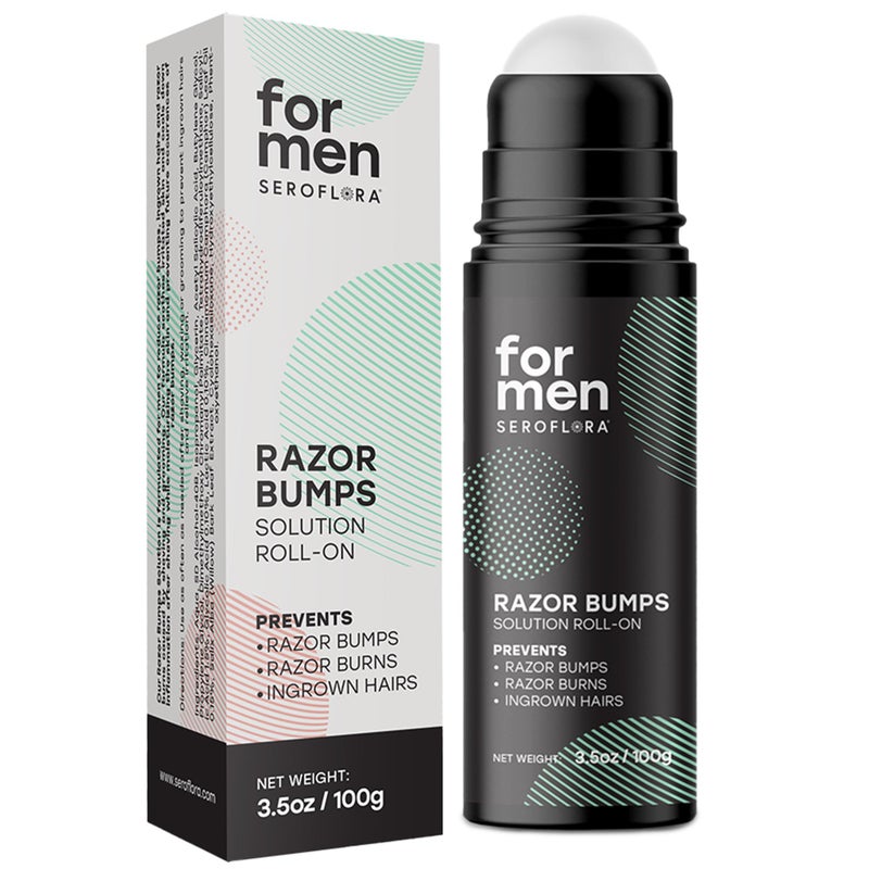 seroflora Seromen Razor Bump Treatment for Men - Ingrown Hair Treatment for Men - Face & Body After Shave & Razor Burn Treatment - Metal Roll On Soothes Skin & Calms Irritation (3.5fl.oz) Made in USA. - Image 1