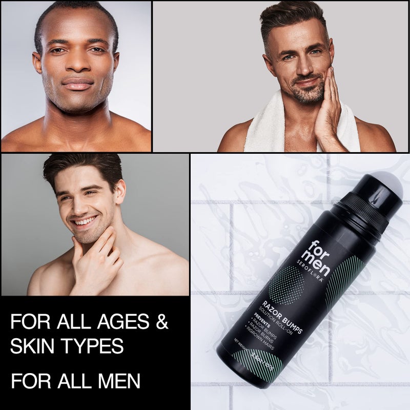 seroflora Seromen Razor Bump Treatment for Men - Ingrown Hair Treatment for Men - Face & Body After Shave & Razor Burn Treatment - Metal Roll On Soothes Skin & Calms Irritation (3.5fl.oz) Made in USA. - Image 3