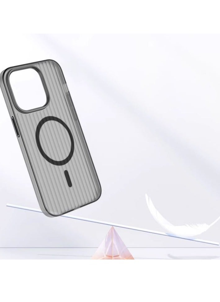 Generic - Corrugated Magsafe magnetic charging suitable mobile phone case grating iPhone16 skin-feeling matte - Black - Image 1