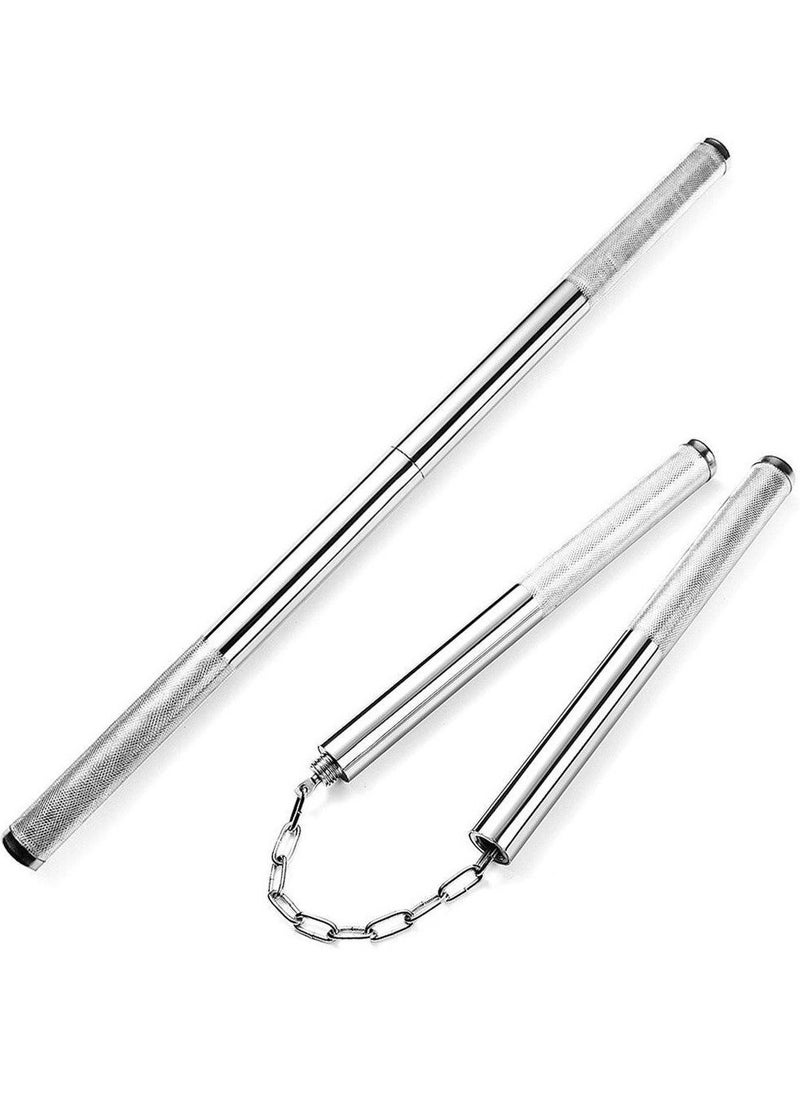 2IN1 Stainless Steel Nunchaku for Karate Martial Arts Rod Convertible to Stick - Image 1