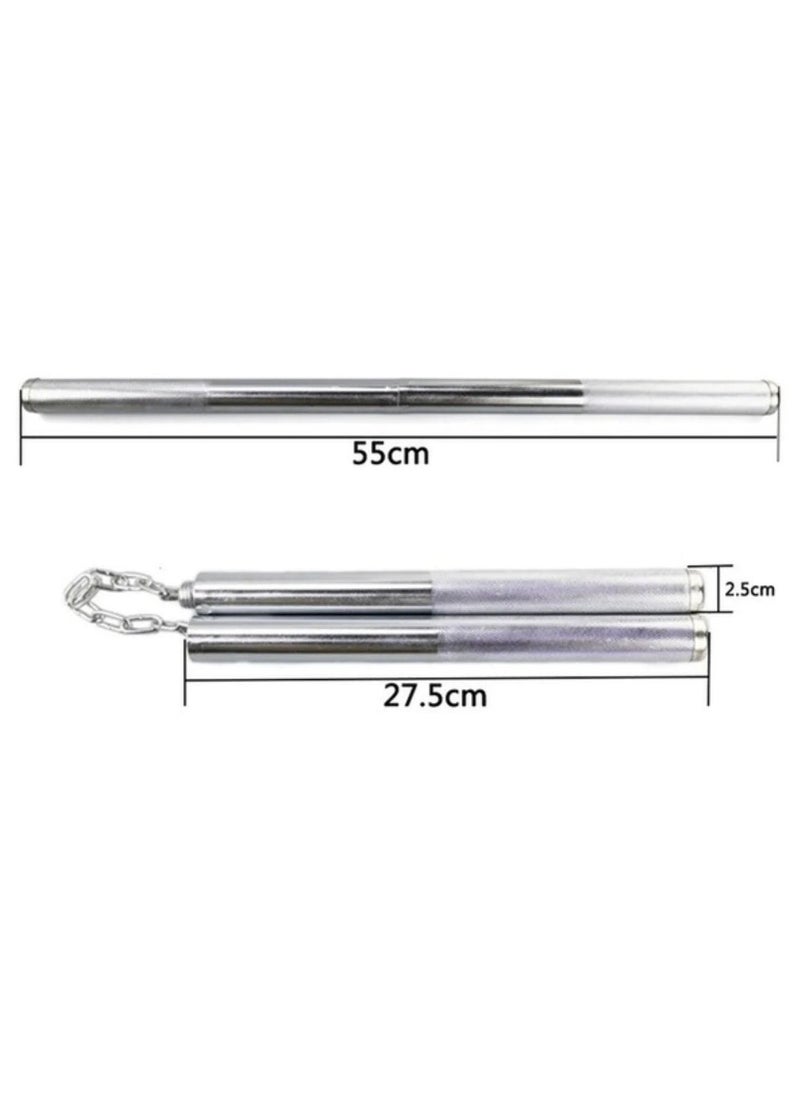 2IN1 Stainless Steel Nunchaku for Karate Martial Arts Rod Convertible to Stick - Image 2