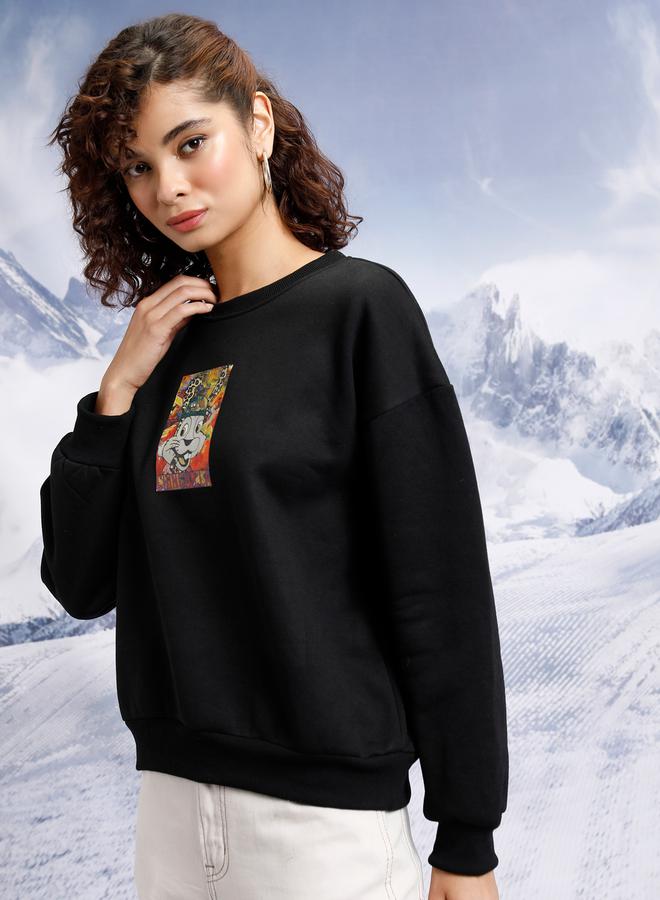 Tokyo Talkies Oversized Graphic Print Round Neck Sweatshirt by Styli - Image 4