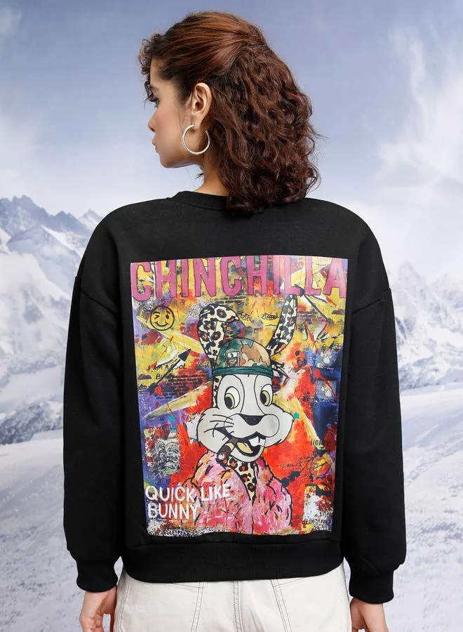 Tokyo Talkies Oversized Graphic Print Round Neck Sweatshirt by Styli