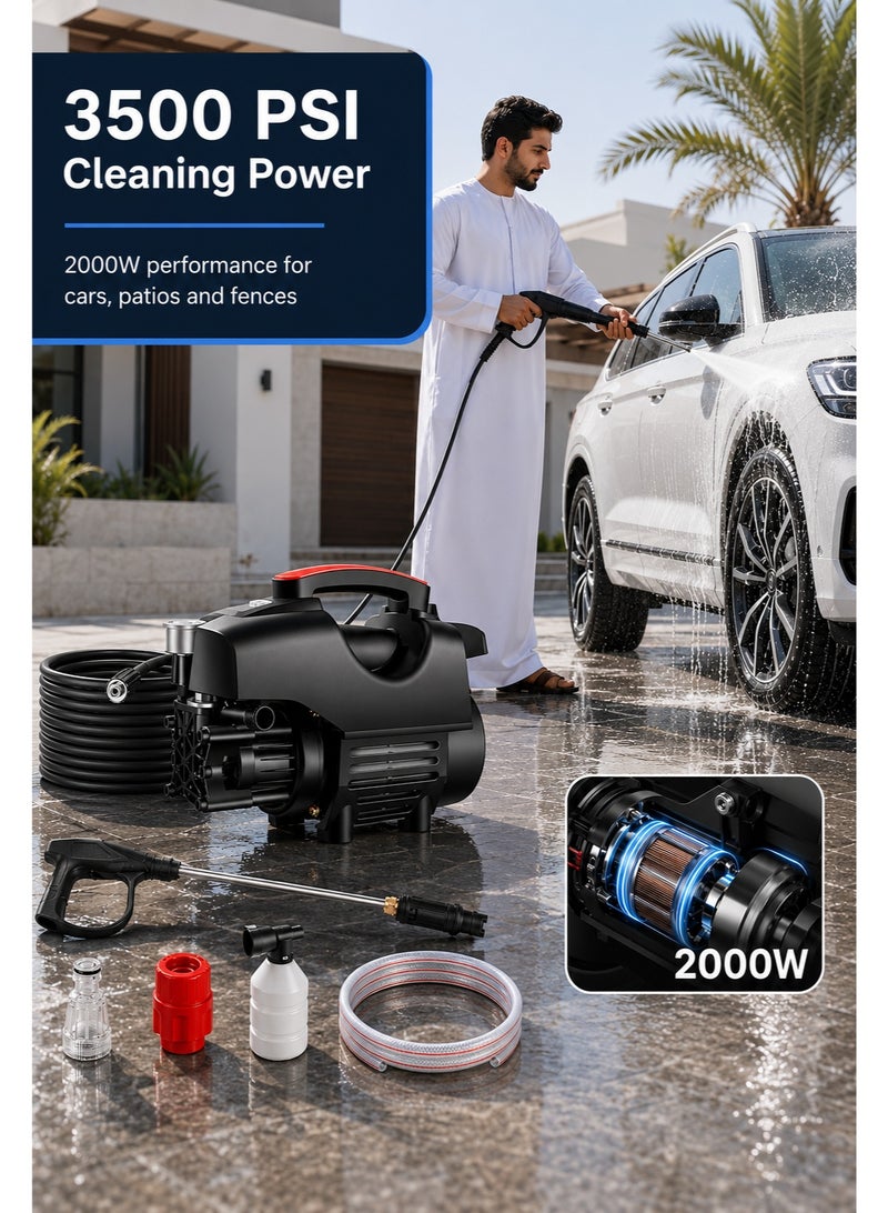 OHAHO Electric Pressure Washer, 2000W Portable Power Washer with High Pressure Water Gun, 20ft Hose & Detachable Nozzles for Cars, Patios, Fences & Outdoor Cleaning - Image 3