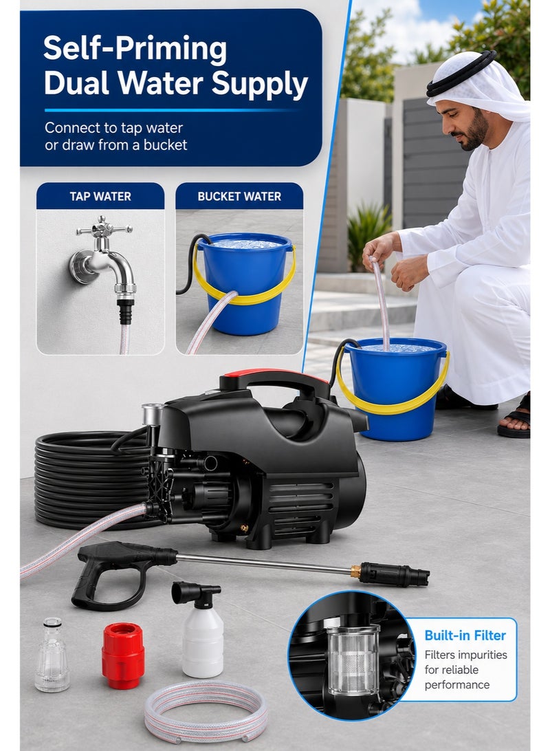 OHAHO Electric Pressure Washer, 2000W Portable Power Washer with High Pressure Water Gun, 20ft Hose & Detachable Nozzles for Cars, Patios, Fences & Outdoor Cleaning - Image 4