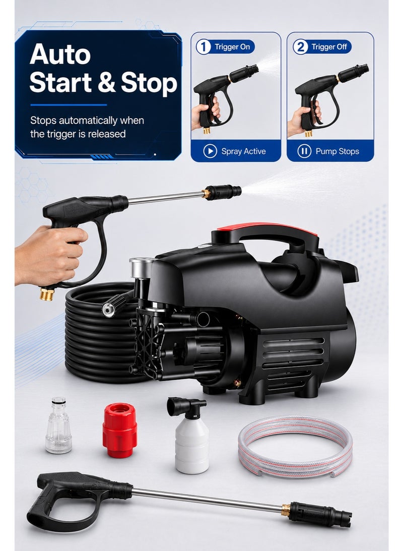 OHAHO Electric Pressure Washer, 2000W Portable Power Washer with High Pressure Water Gun, 20ft Hose & Detachable Nozzles for Cars, Patios, Fences & Outdoor Cleaning - Image 5