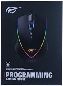 havit ماوس عام طراز HAVIT: MS 1017 USB/GAMING / 6400 نقطة في البوصة / 7 مفاتيح قابلة للبرمجة / إضاءة خلفية 