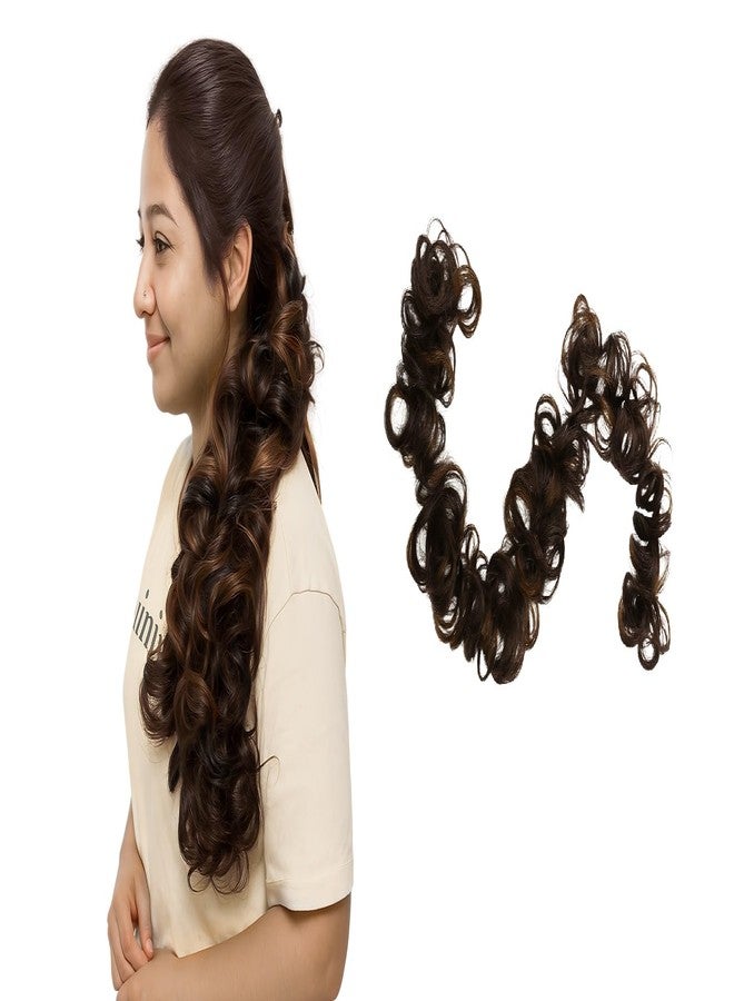AHS Messy Hair Frill Extension for Women & Girls Premium Braid Ponytail Hair Accessories, Wavy Frill Hair Bun for Women, Long Wrap, DIY - (30 inch) 1Pc (Highlight) - Image 1