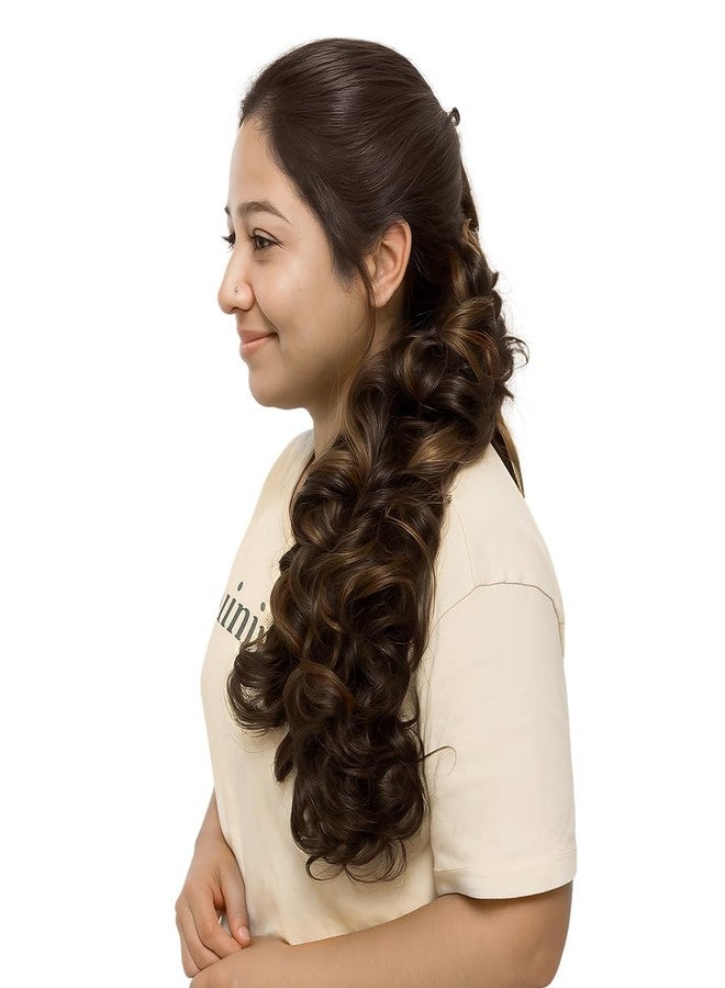 AHS Messy Hair Frill Extension for Women & Girls Premium Braid Ponytail Hair Accessories, Wavy Frill Hair Bun for Women, Long Wrap, DIY - (30 inch) 1Pc (Highlight) - Image 3