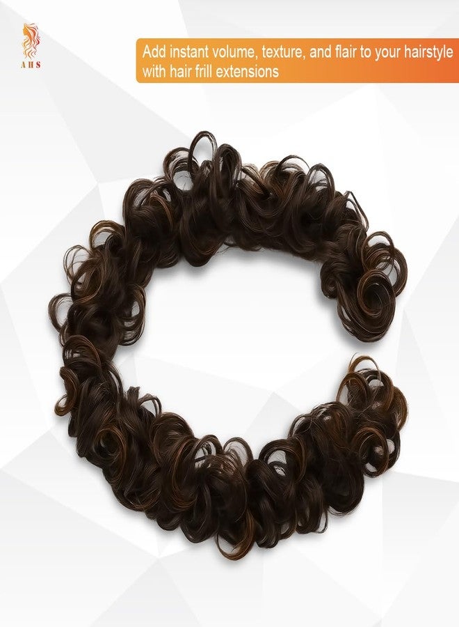 AHS Messy Hair Frill Extension for Women & Girls Premium Braid Ponytail Hair Accessories, Wavy Frill Hair Bun for Women, Long Wrap, DIY - (30 inch) 1Pc (Highlight) - Image 2