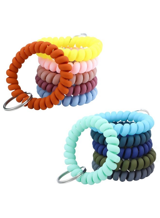 YETOOME 12 Pcs Plastic Spring Wrist Keychain Stretchable Wrist Band Wristlet Keychain Bracelet Flexible Spiral Wrist Coil For Gym Pool Id Badge Sauna Outdoor Activities - Image 1