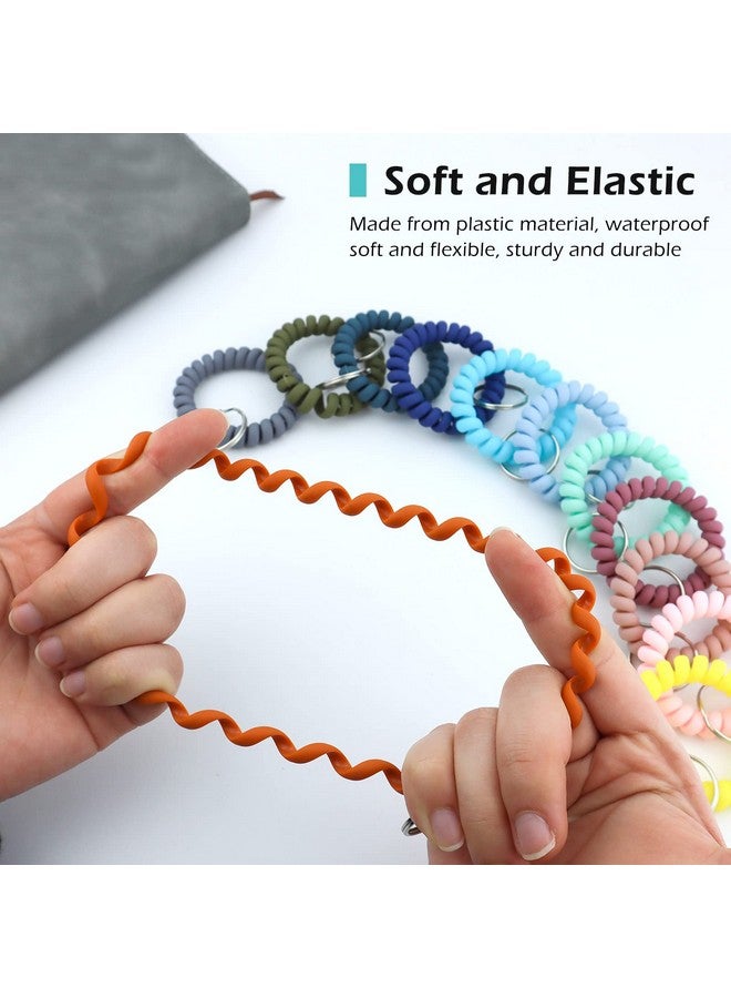 YETOOME 12 Pcs Plastic Spring Wrist Keychain Stretchable Wrist Band Wristlet Keychain Bracelet Flexible Spiral Wrist Coil For Gym Pool Id Badge Sauna Outdoor Activities - Image 3