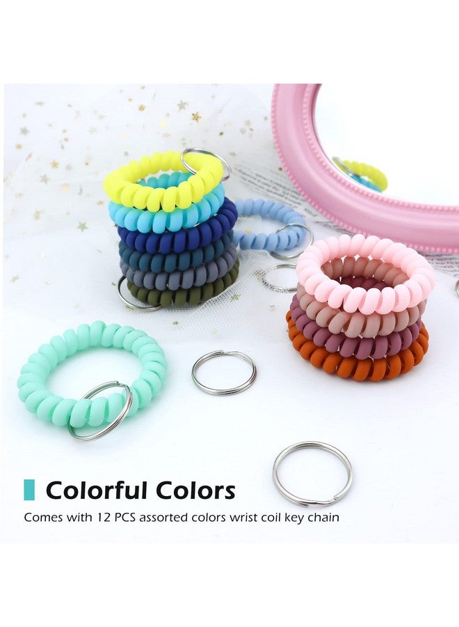 YETOOME 12 Pcs Plastic Spring Wrist Keychain Stretchable Wrist Band Wristlet Keychain Bracelet Flexible Spiral Wrist Coil For Gym Pool Id Badge Sauna Outdoor Activities - Image 4