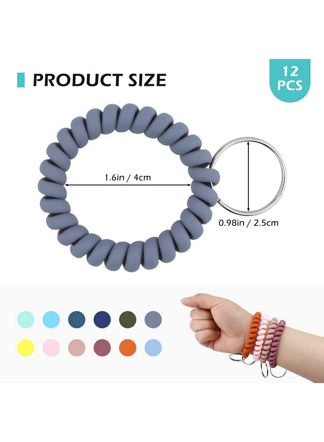 YETOOME 12 Pcs Plastic Spring Wrist Keychain Stretchable Wrist Band Wristlet Keychain Bracelet Flexible Spiral Wrist Coil For Gym Pool Id Badge Sauna Outdoor Activities - Image 2