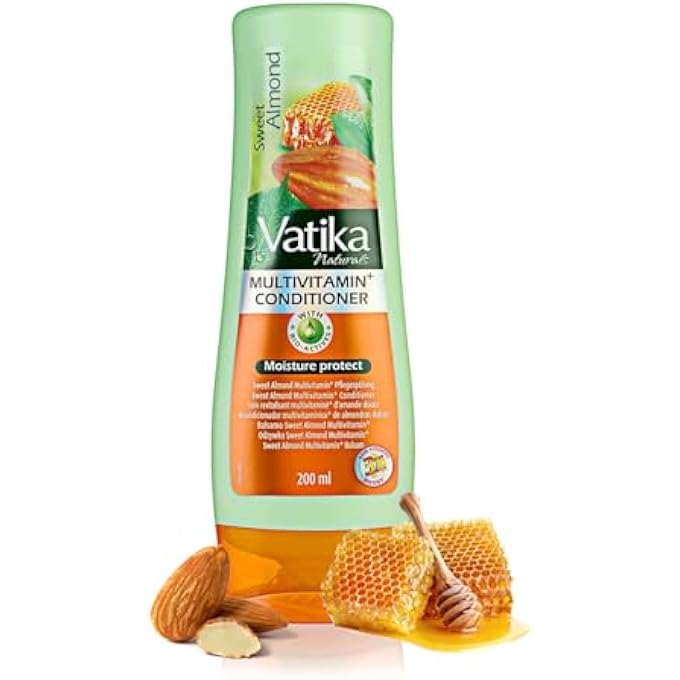 VATIKA NATURALS ENRICHED SWEET ALMOND CONDITIONER 200ML | SWEET ALMOND, YOGHURT, HONEY | BLENDED WITH ESSENTIAL MULTIVITAMINS | FOR INTENSE MOISTURISATION,COLORLESS - Image 1