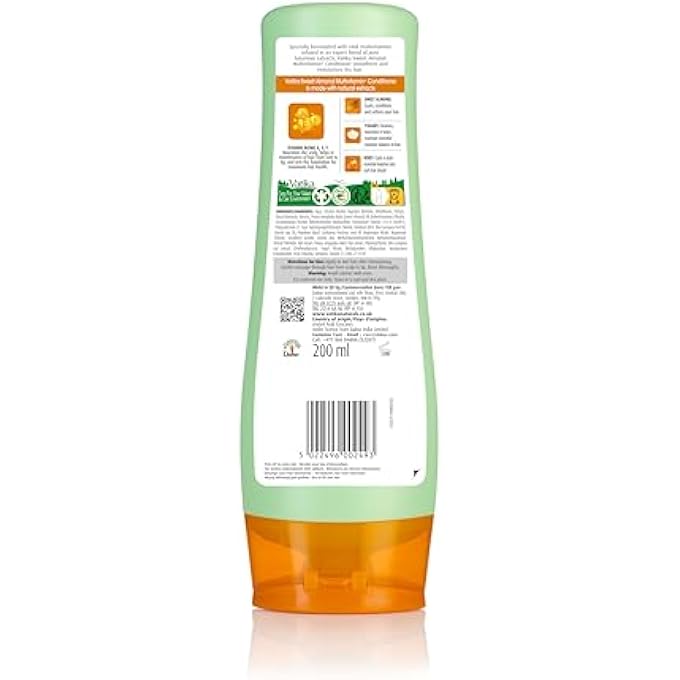 VATIKA NATURALS ENRICHED SWEET ALMOND CONDITIONER 200ML | SWEET ALMOND, YOGHURT, HONEY | BLENDED WITH ESSENTIAL MULTIVITAMINS | FOR INTENSE MOISTURISATION,COLORLESS - Image 3