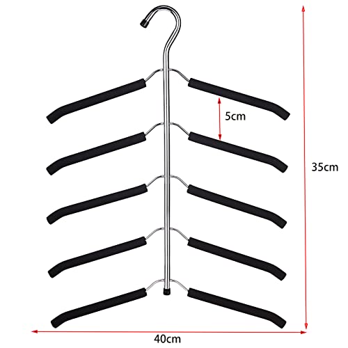 JFFLYIT Blouse Tree Hangers Multi-Layer Clothes Hangers 3 Pack 5 in 1 Non Slip Space Saving Closet Organizer Stainless Steel Shirt Hanger Coats Hanger（Black） - Image 5