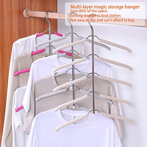 JFFLYIT Blouse Tree Hangers Multi-Layer Clothes Hangers 3 Pack 5 in 1 Non Slip Space Saving Closet Organizer Stainless Steel Shirt Hanger Coats Hanger（Black） - Image 3