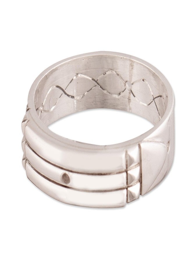 نوفيكا خاتم نوفيكا من الفضة الإسترليني عيار 925 بتصميم هندسي، "قوة أطلانتس" (10) - Image 3