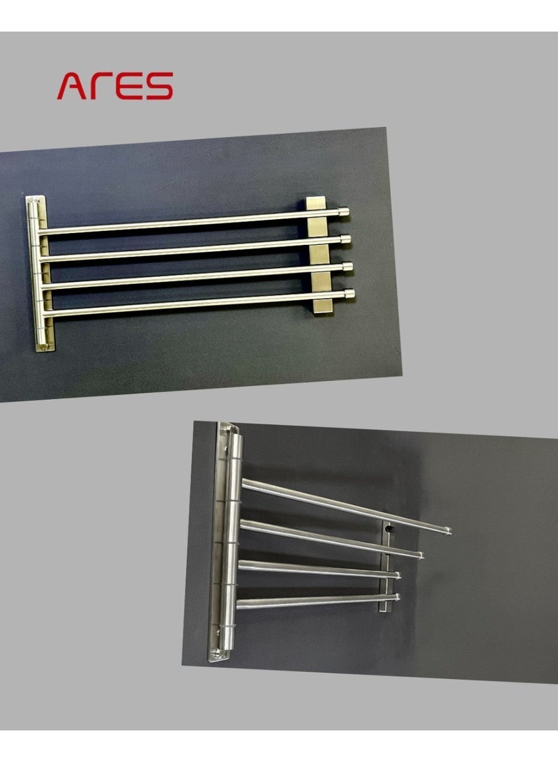ARES Swivel Towel Rail 4-Arm SS316 | 180° Rotating Wall Mounted 50 cm - Image 2