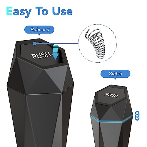 SINSEN Car Trash Can, Mini Garbage Bin with Lid, Car Door Trash Cans, Cup Holder Organizer Diamond Dustbin, 2PCS - Image 4