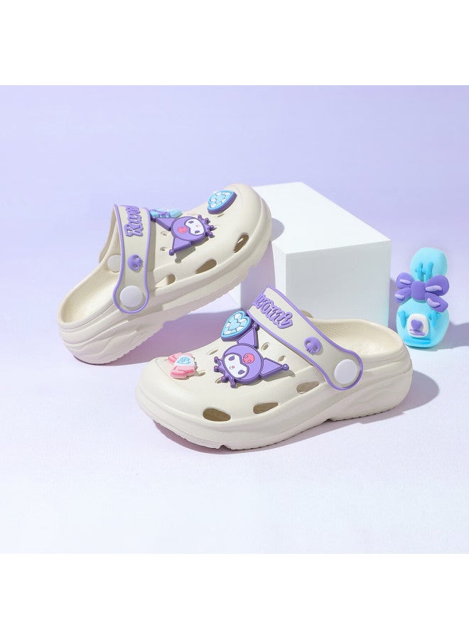 Hello Kitty o Kitty Girls' Clogs, Cute Kuromi Home Sandals, Children's Beach Garden Shoes, 5867 Beige, Size 36 - Image 1