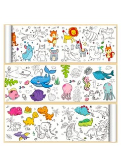 LIT 3 Pcs Children's Drawing Roll, Coloring Paper Roll for Kids, Drawing Paper Roll DIY Sticky Color Filling Paper, 300Cm X 30Cm Drawing Paper  - Image 1