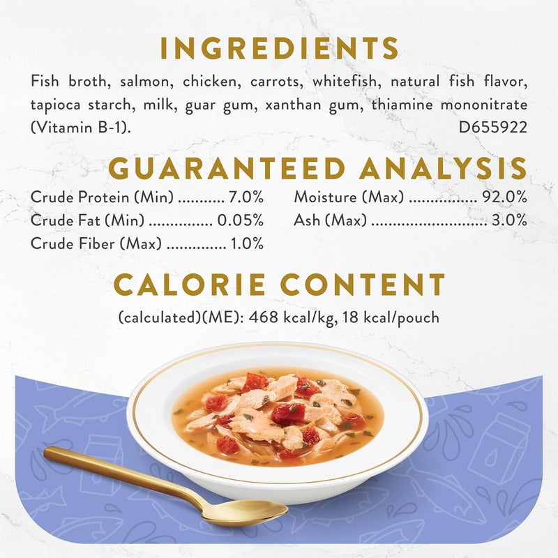 Fancy Feast Purina Limited Ingredient Wet Cat Food Complement, Broths Creamy With Wild Salmon & Whitefish - (16) 1.4 oz. Pouches - Image 5