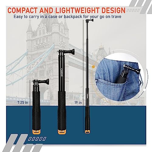 Cason Extendable Monopod for Camera/Hand Grip Adjustable Extension Selfi Stick/Handheld Monopod Compatible with Cason Camera,GoPro Hero 10 9 8 7 6 5,SJCAM & Others - Image 3