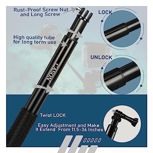 Cason Extendable Monopod for Camera/Hand Grip Adjustable Extension Selfi Stick/Handheld Monopod Compatible with Cason Camera,GoPro Hero 10 9 8 7 6 5,SJCAM & Others - Image 4