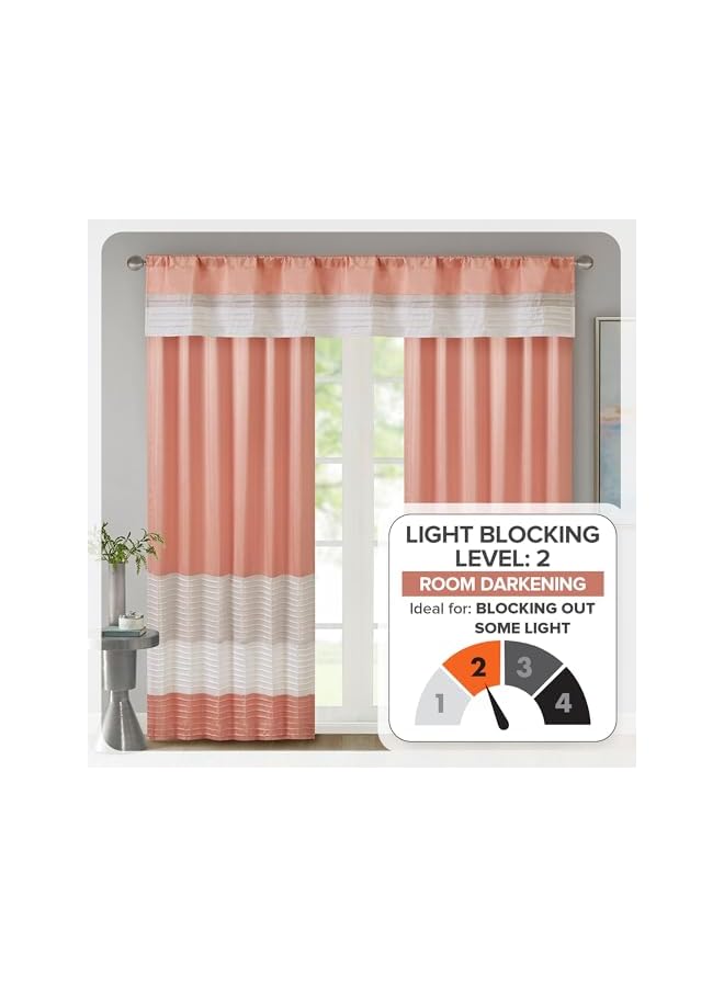 The Bros Amherst Single Panel Faux Silk Rod Pocket Curtain With Privacy Lining for Living Room, Window Drape for Bedroom and Dorm, 50x84, Coral - Image 2