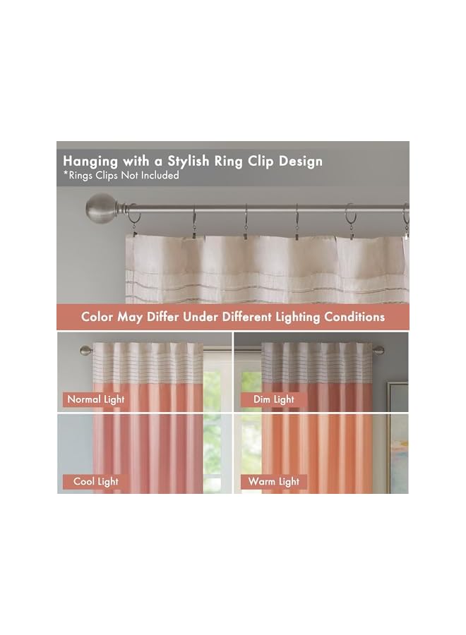 The Bros Amherst Single Panel Faux Silk Rod Pocket Curtain With Privacy Lining for Living Room, Window Drape for Bedroom and Dorm, 50x84, Coral - Image 5