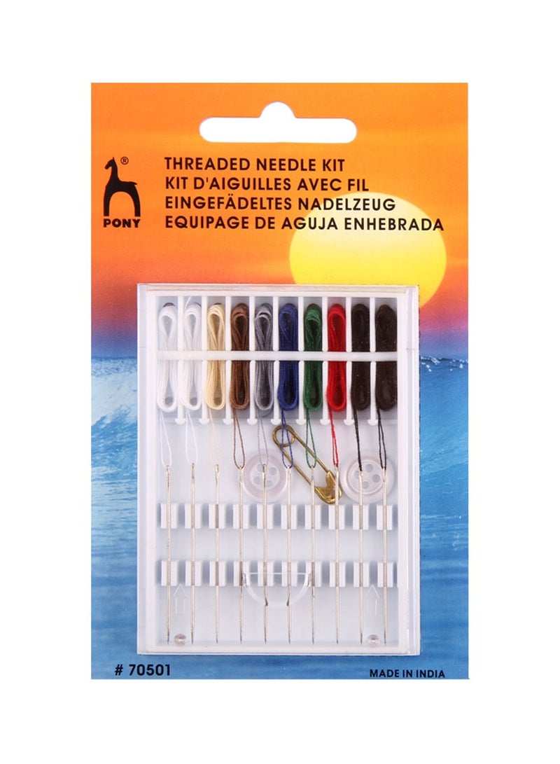 Pony Mix Colors Pre Threaded Needle Travel Sewing Kit with Pin And Button - Image 1