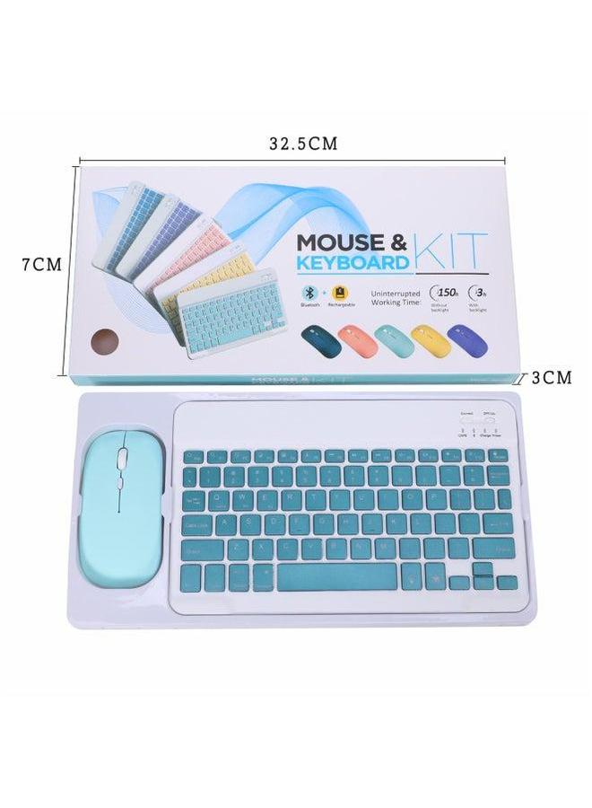 For Apple Samsung Huawei Bluetooth Keyboard Mouse Set Three System Portable Set-Color:Sky Blue-Product Type:7 Inch + Battery - Image 5