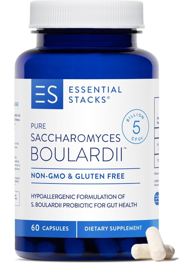 Essential Stacks Saccharomyces Boulardii Probiotics (Non-Gmo & Gluten Free) - 5 Billion Cfus For Gut Health - Image 1