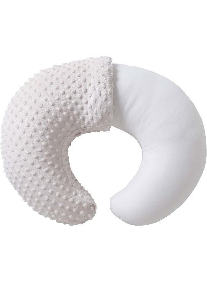QUENESS Nursing Pillow and Positioner, Breastfeeding, Bottle Feeding, Baby Sitting Support with Removable Ultra Soft Minky Cover, Tummy Time Support for Baby Boys and Girls (Beige) - Image 1