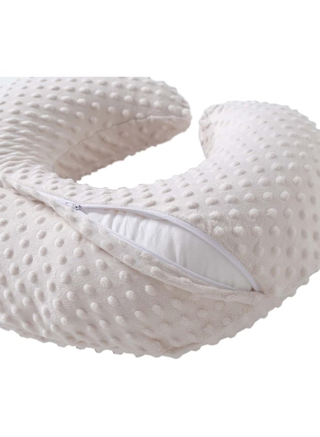 QUENESS Nursing Pillow and Positioner, Breastfeeding, Bottle Feeding, Baby Sitting Support with Removable Ultra Soft Minky Cover, Tummy Time Support for Baby Boys and Girls (Beige) - Image 2